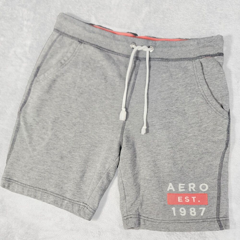 Vintage Aeropostale Shorts Mens Medium Heathered Gray Knit Embroidered Y2K Retro